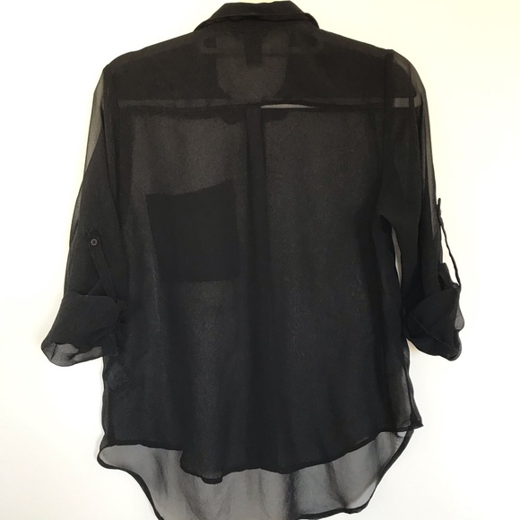 H&M Sheer Black Button Down Blouse - Picture 3 of 5